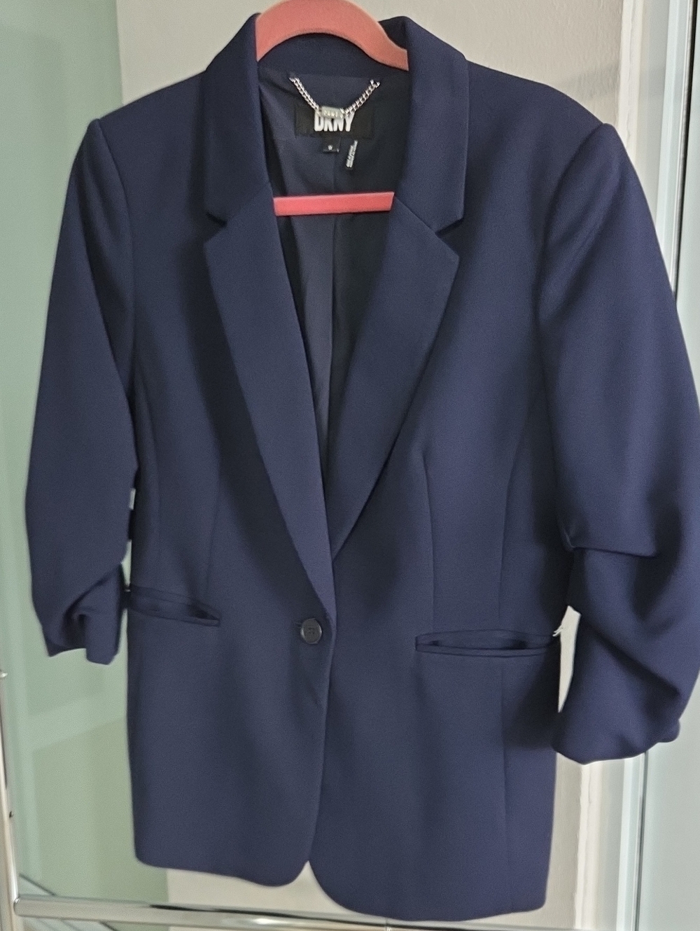 DKNY Navy Single-Button Notch Lapel Blazer